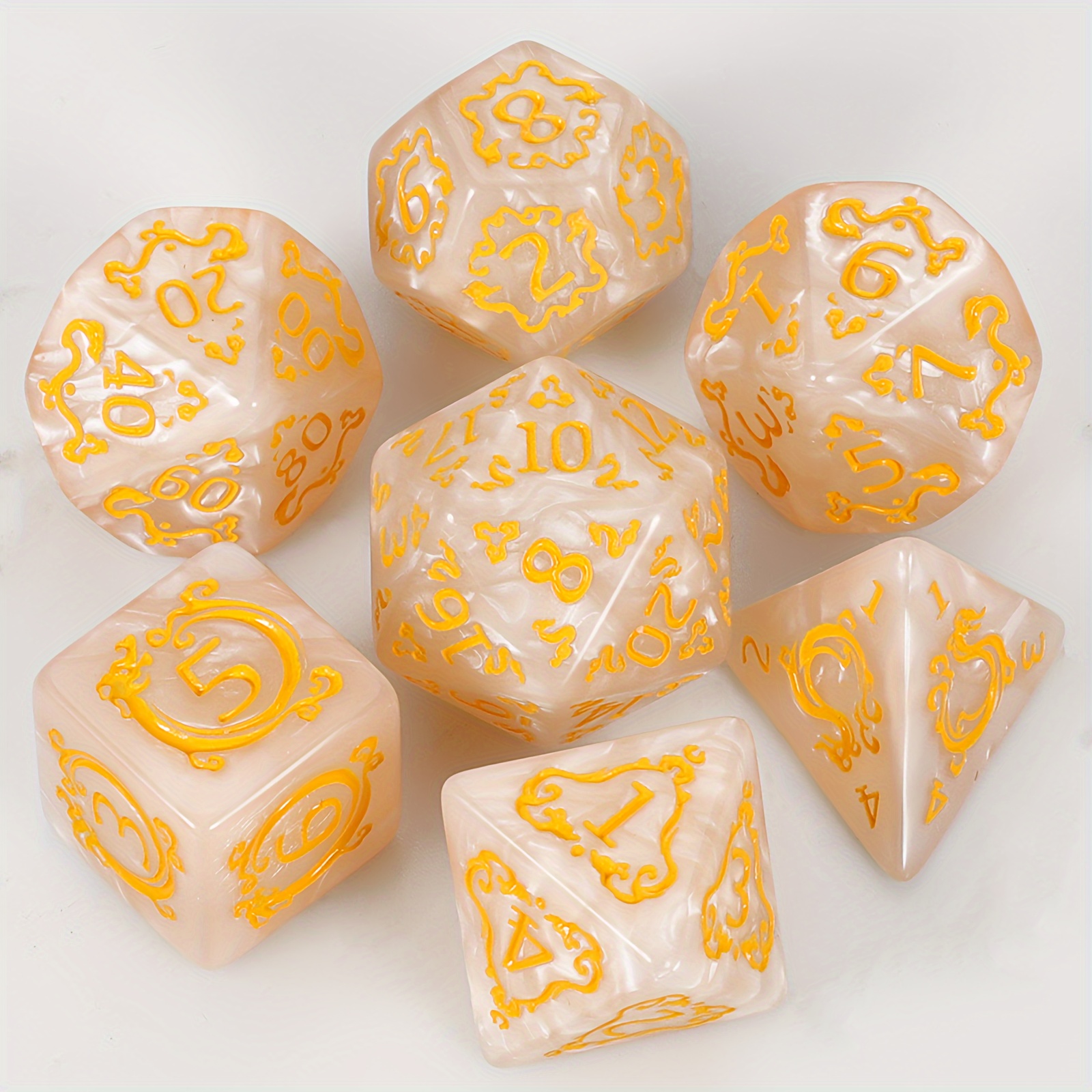 Premium Polyhedral Dice Set (7pcs) with Drawstring Bag